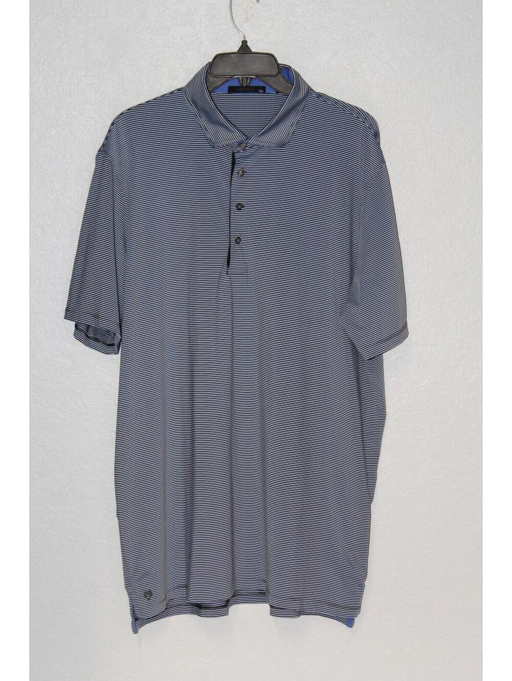 Greyson Men’s Polo Shirt 2XL Blue Striped Performance Golf Short Sleeve Stretch